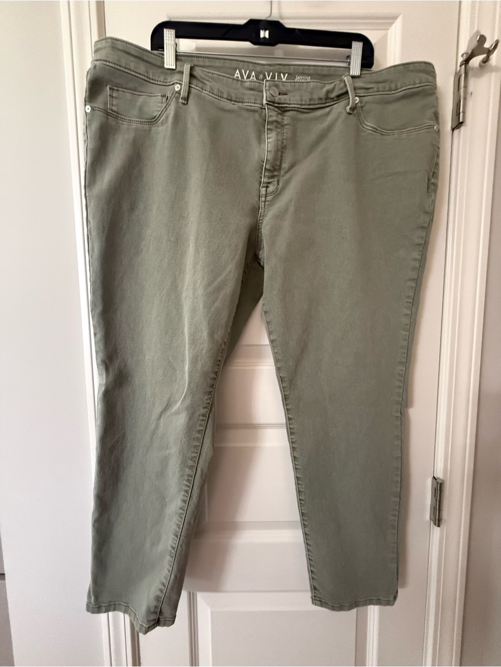 Ava & Viv Olive Green Women’s Pants, Super Stretch Skinny Jegging, Plus Size 22W